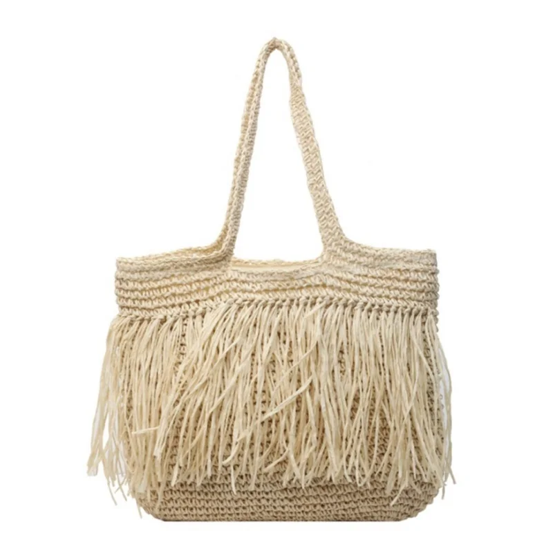 Summer Women Weave Straw Tote Bag 2024 New In Fashion Travel Beach Bags Lady Handmade Rattan Shoulder Bag Handbags And Purse