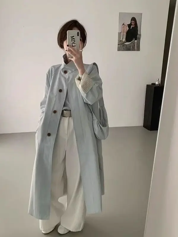 

Весна 2025: Женская повседневная куртка-ветровка с воротником-стойкой и длинными рукавами в корейском и британском стиле для отдыха