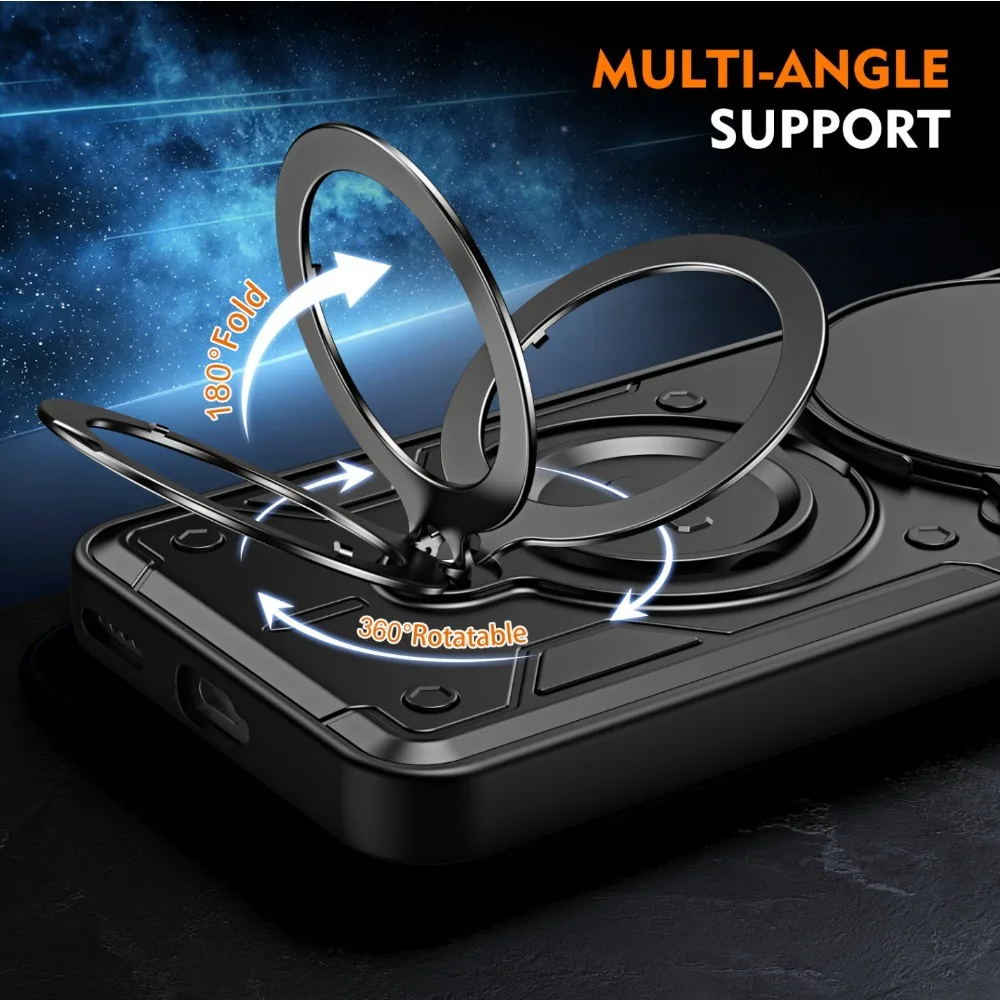 Shockproof Hybrid Dual Layer Magnetic Metal Ring Stand Case For Honor 600 Pro X8B X8C X9D X9C Rotate Camera Lens Protetion Cover - view 4