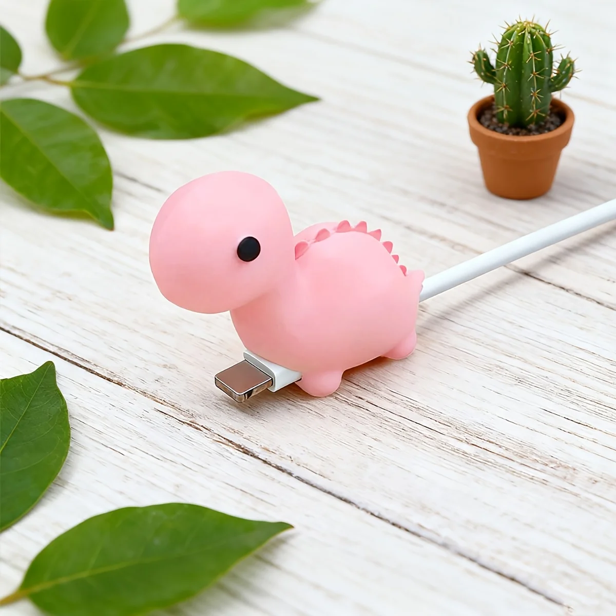 1pc Cute Pink & Green Dinosaur -C/Lightning Cable Protector - Anti-Break Charging Cord Saver, Adapter Compatible for IPhone IPad