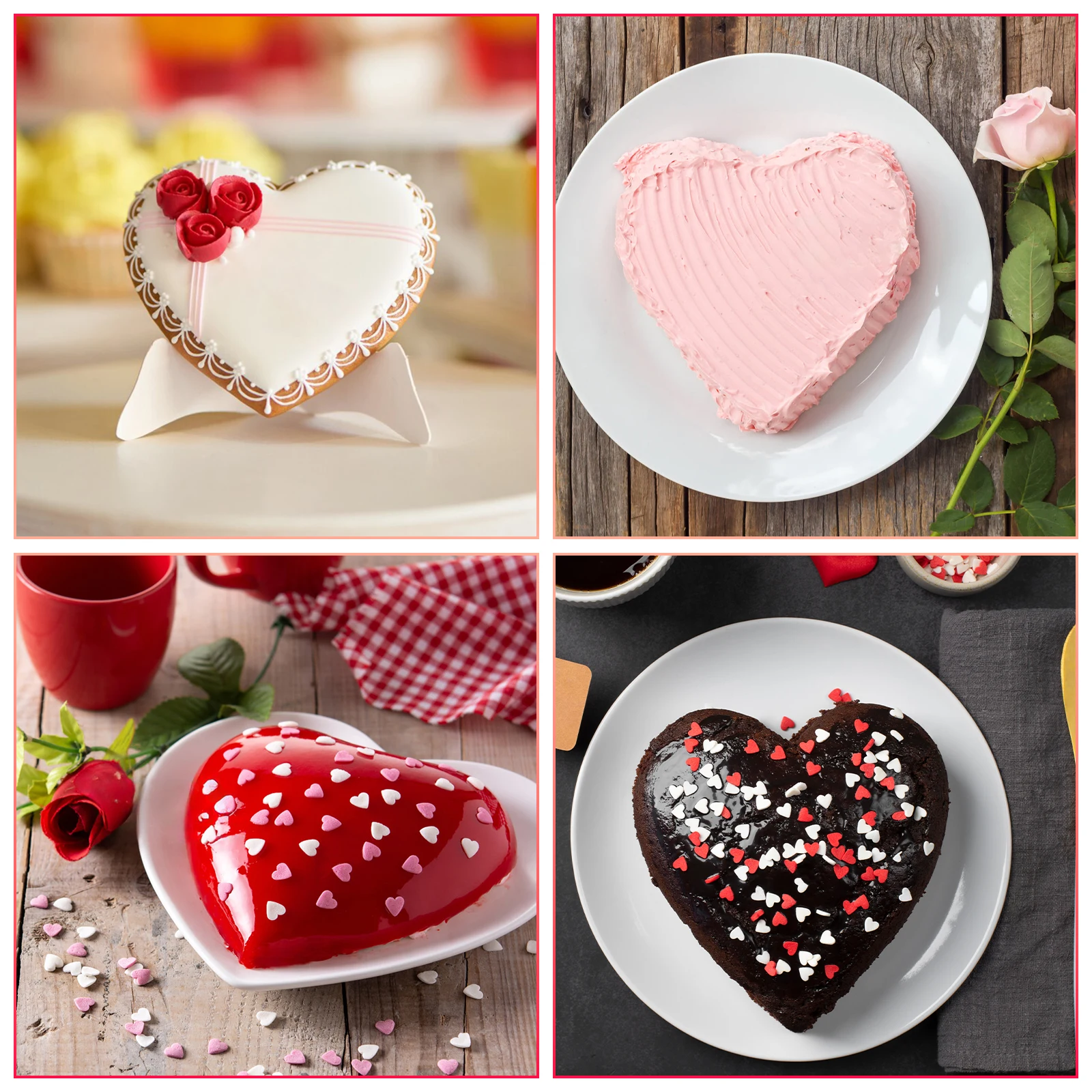 

2pcs Shaped Silicone Pan 8 Inch Nonstick Mold Oven Microwave Freezer Safe Flexible Heart Shape Cake Tin For Cheesecake