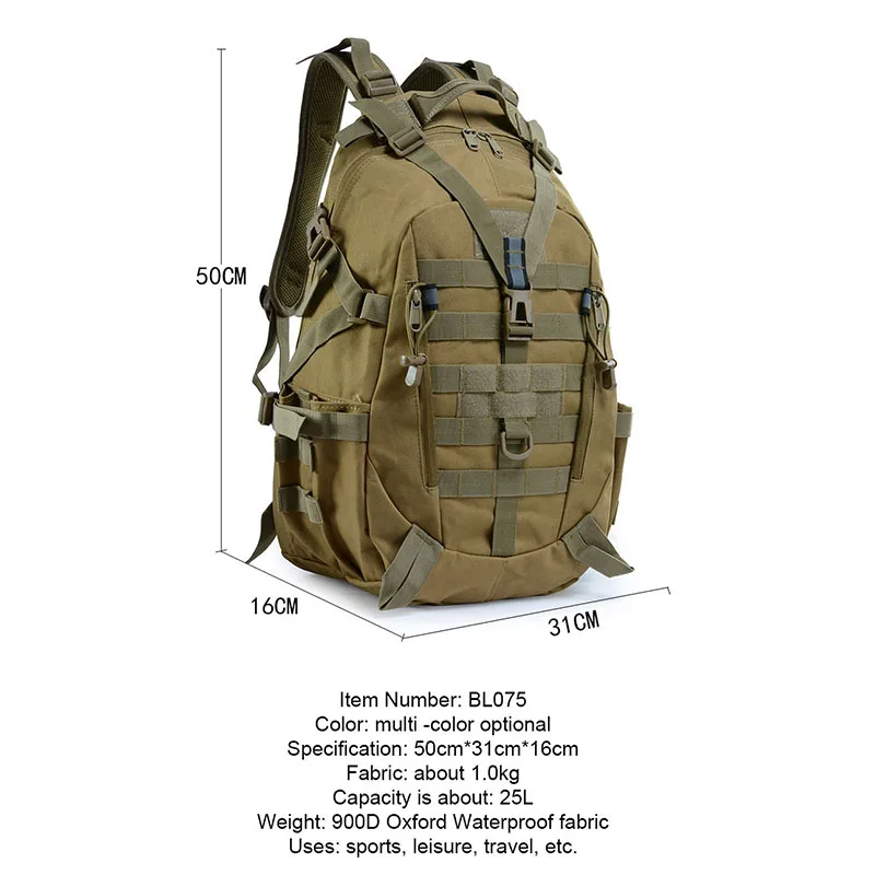 Imagem -03 - Mochila Multifuncional Masculina para Caminhadas e Acampamento Bolsa Tática Esportiva Montanhismo ao ar Livre Camuflagem Brigada Cicling900d