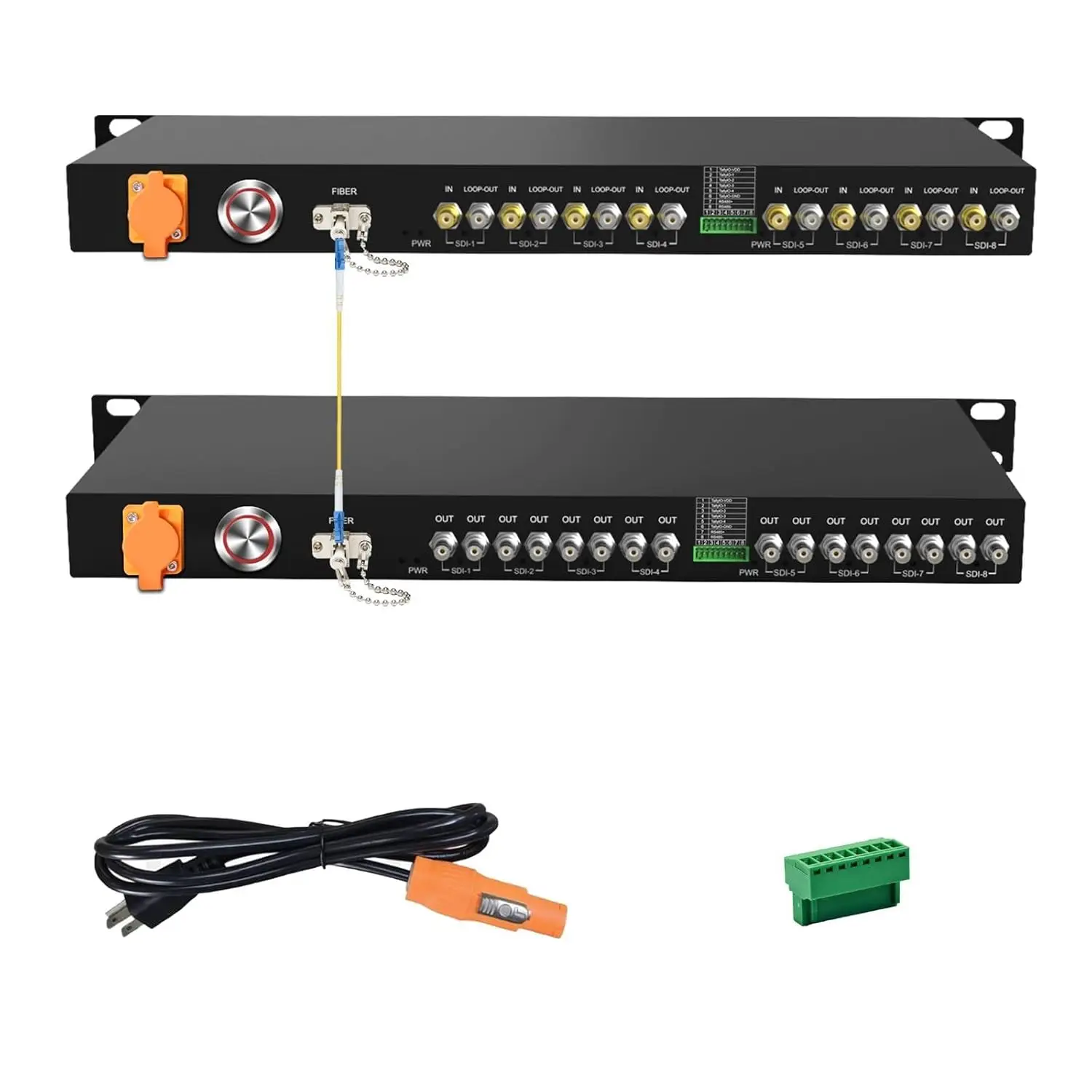 8CH HD-SDI Fiber Converter 1U Rack-Mountable 1080P Video  with LCH RS485 SM LC 20km CWDM