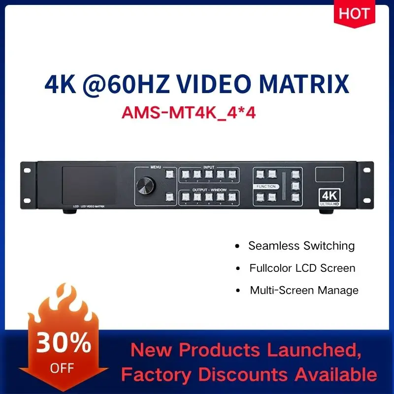 

Матричный видеопроцессор AMS-MT4K 60 Гц 4x4 с бесшовным переключением, LCD-экран, квадривьювер для ПК, ТВ, мониторов, совместим с LED-видеопроцессорами