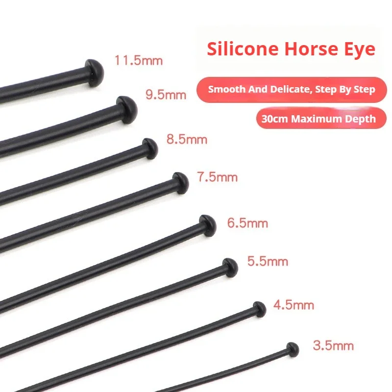8Size Silicone Glossy Horse Eye Stick Urethran Expander Sextoys SM Penis Plug Men Urethra Masturbation Stimulator Adult Supplies
