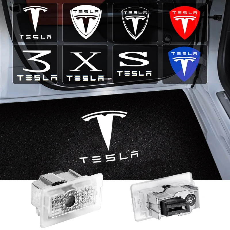 

2pcs for Tesla Model S 3 X Y Led The latest upgrade Non-fade Car Door Welcome Light logo Projector Laser lamp Ghost Shadow light