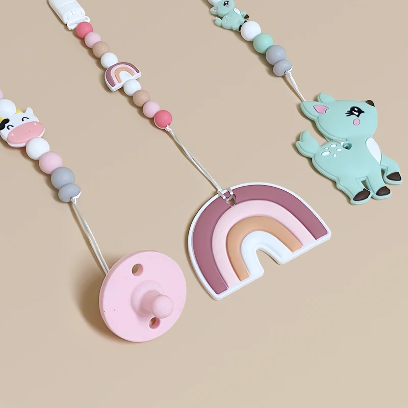 1pcs Silicone Cartoon Teether Gifts Pacifier Chain Making DIY  Nipple Chain Accessories view 2