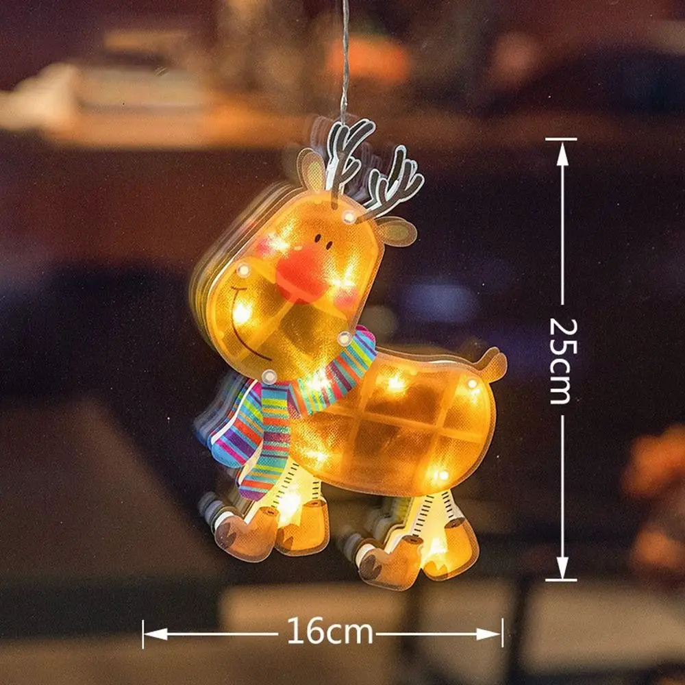 Holiday Ambience Santa LED Christmas Lights Elk-shaped Hanging Suction Cup Lights Snowman Waterproof Window Lights Home