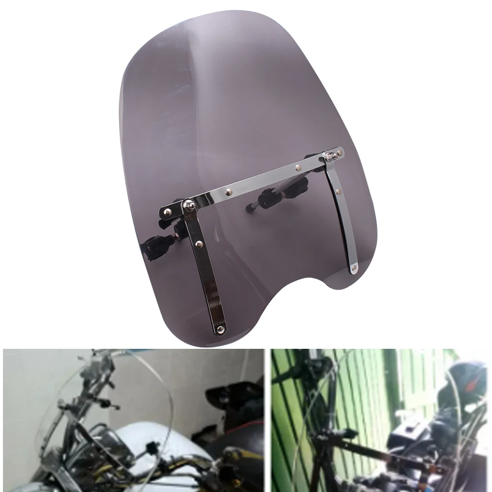 

Universal 7/8"&1" Motorcycle Windshield Windscreen For Harley Honda Shadow ACE 750 Aero Spirit 1100 Suzuki Dyna Fatboy Yamaha