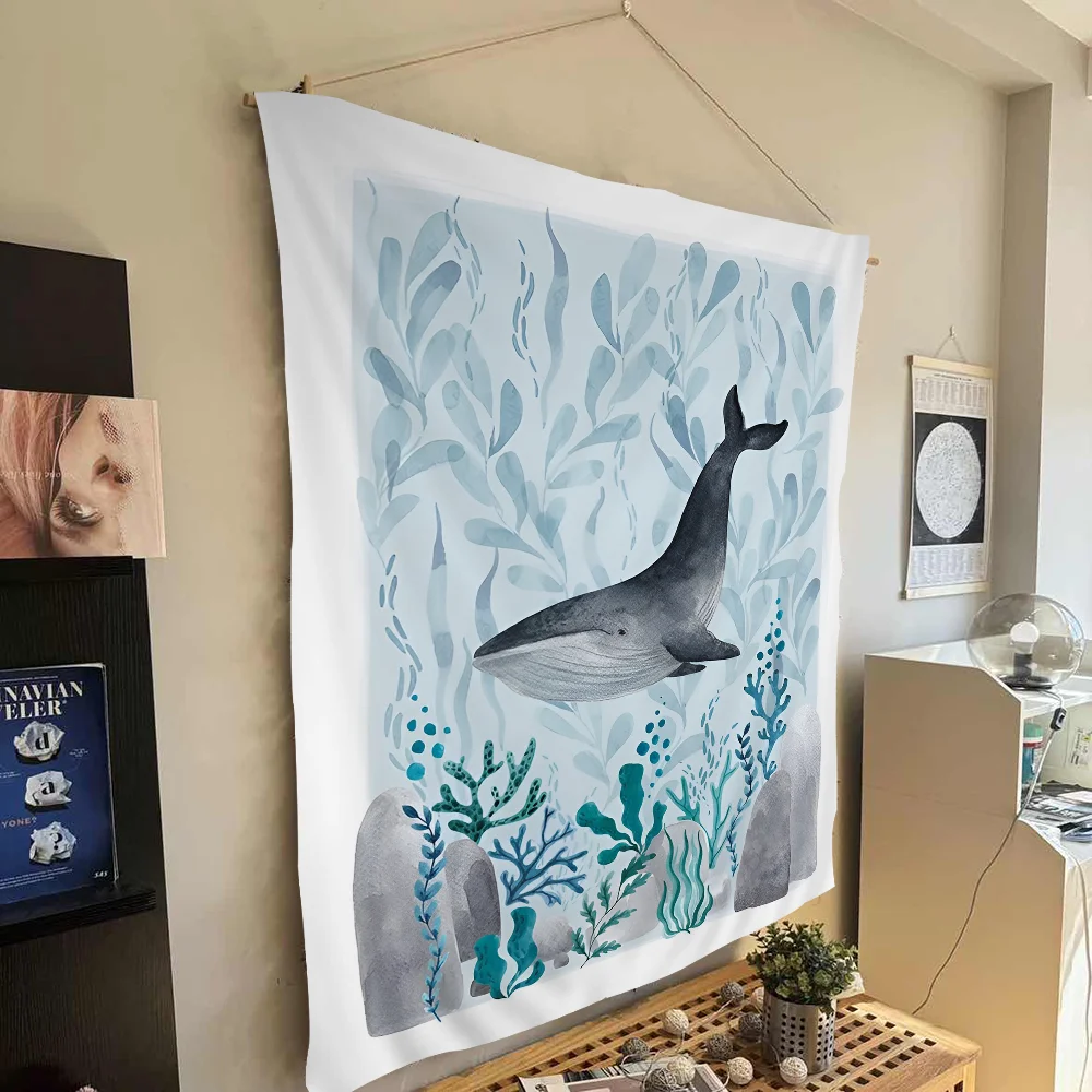 

Ocean Whale Shark Swimming Chart Tapestry Bohemian Wall Tapestries Mandala Wall Art Decor