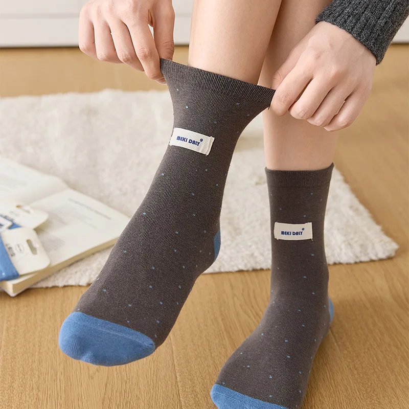 Ladies' Socks Korean Simple Kawaii Sweet Striped Polka Dots Cute Preppy Style Comfortable High-quality Cotton Socks For Girl