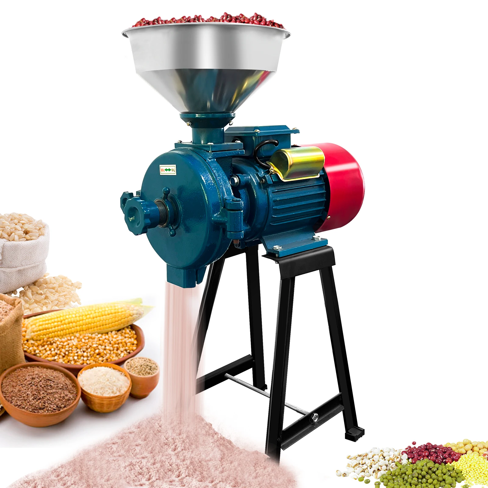 3000W Electric Grain Mill Grinder Dry Feed Flour Mill, Commercial Corn & SpiceGrinder with Adjustable Thickness, Heavy Duty, Wheat, Rice, Herbs, and Pepper– 110V, Dry Use