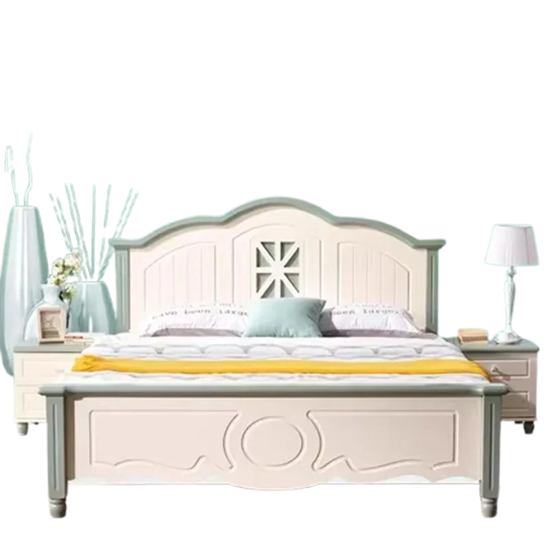 Castle Beauty Bed European Nordic Display Relaxing Design Luxury Bed Frame Double Queen Modern Wooden Beliche Trendy Furniture