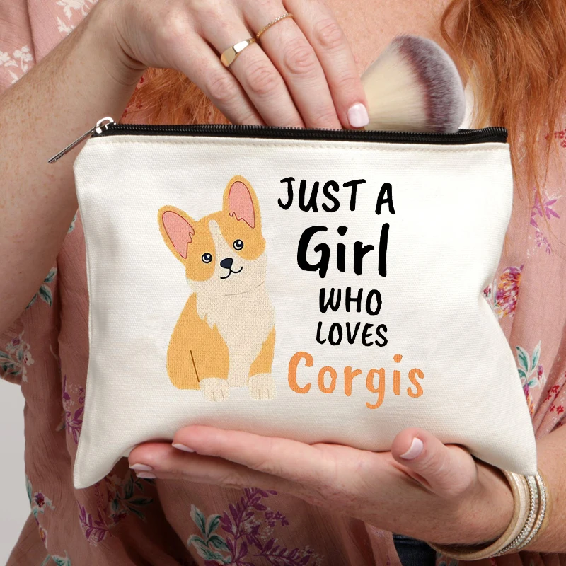 Corgi Gifts for Corgi Lovers,Corgi Makeup Bag Corgi Mom Birthday Gift Just A Girl Who Loves Corgis Pouch,Dog Lovers Cosmetic Bag