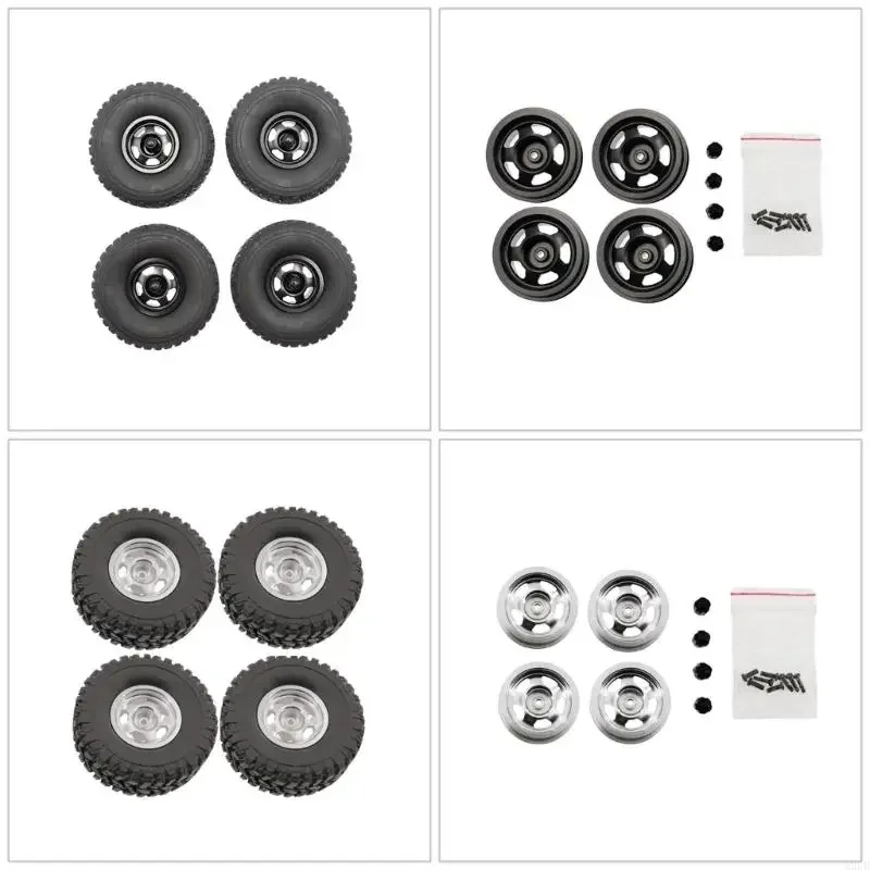 Metal Remote Control Wheel Hubs/Wheel Tires for 1/16 Vehicle Enhanced Shock Absorption Model Offroad Replacement Wheel 15UB