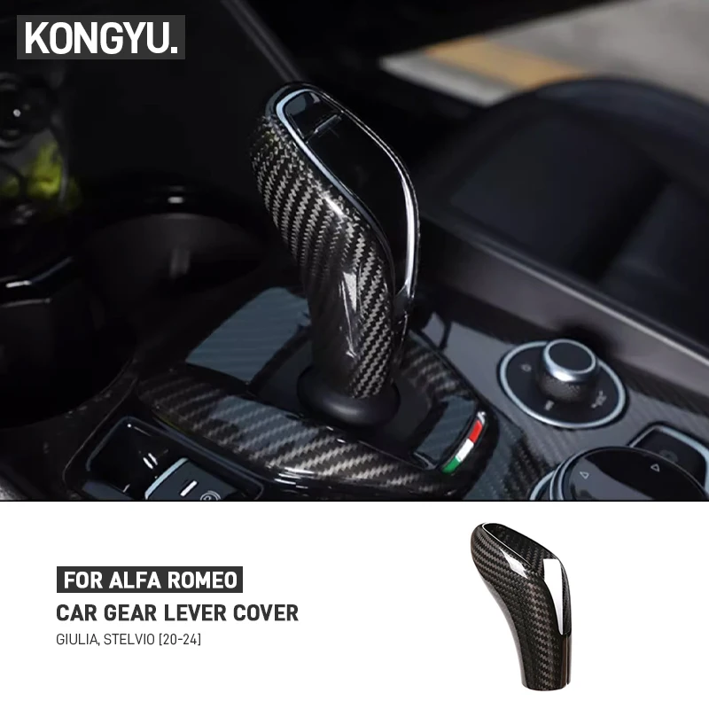 

Автомобильная ручка переключения передач, декоративная накладка, наклейка из настоящего углеродного волокна, автомобильные аксессуары для Alfa Romeo Giulia/Stelvio 2020-2024