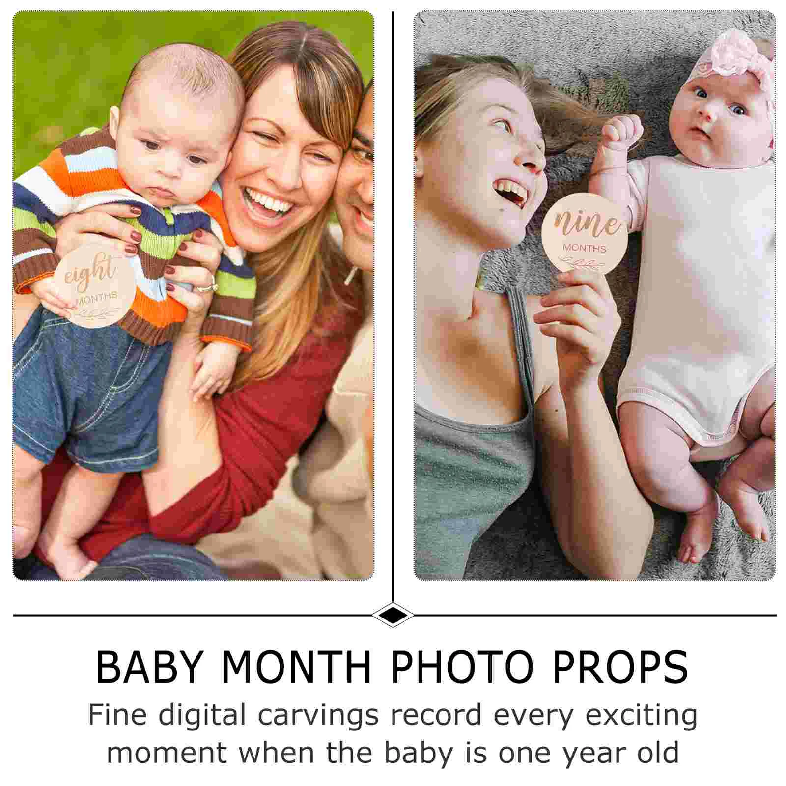 Baby Milestone Cards Funny Photograph Wood Chips Wooden Monthly Newborn Boys Gifts