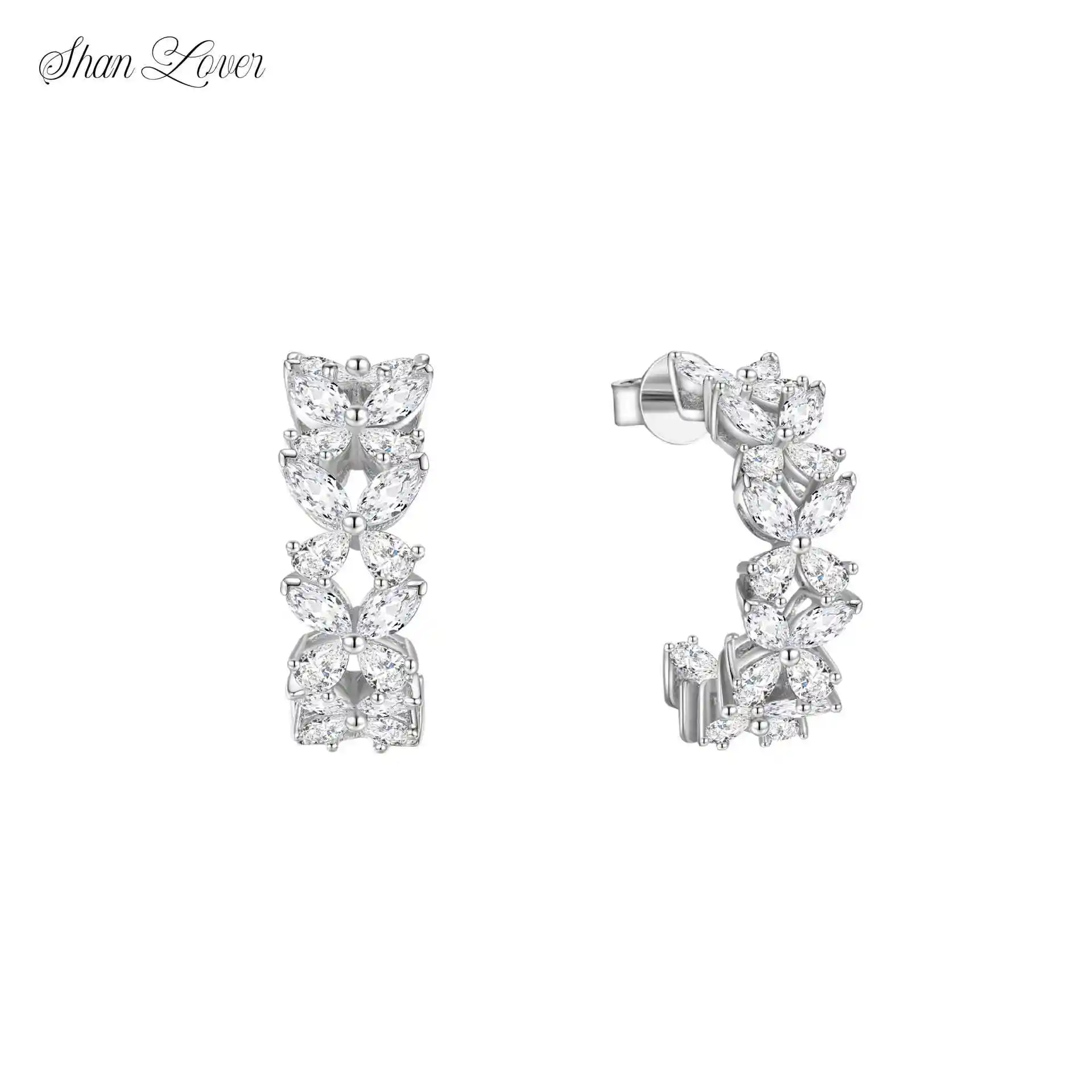 

ShanLover Brand 5A Grade CMA Certificate 925 Sterling Silver Full Diamond Butterfly Zircon Earrings for Women Jewelry