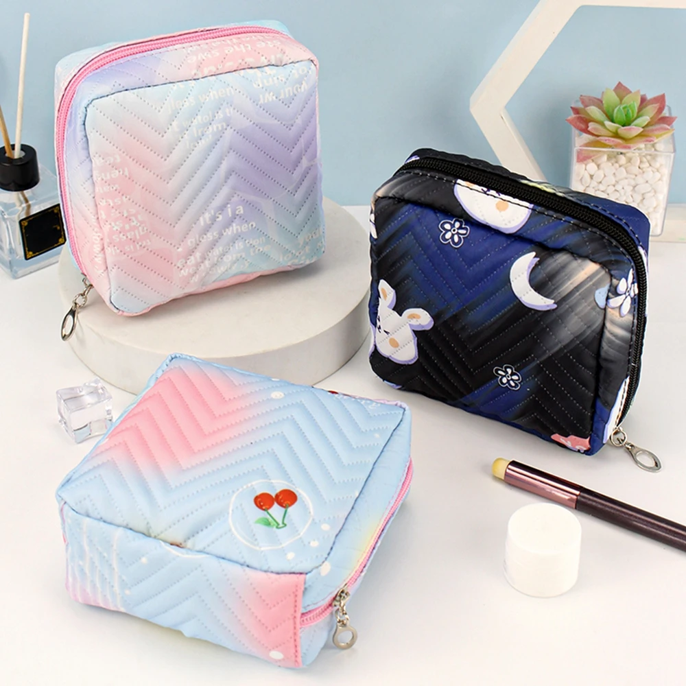 1pc/3pc storage bag, large capacity pure cotton fabric sanitary cotton bag, menstrual towel square bag, adult lipstick portable