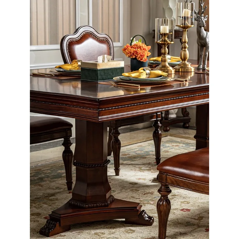 American villa large dining table 4 meters 5 meters all solid wood dining table and chair combination