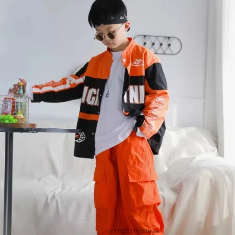 زي رقص الشوارع للأطفال، مجموعة بدلة رقص الجاز الرائعة والوسيم للدراجات النارية، ملابس عصرية الهيب هوب للأولاد والبنات