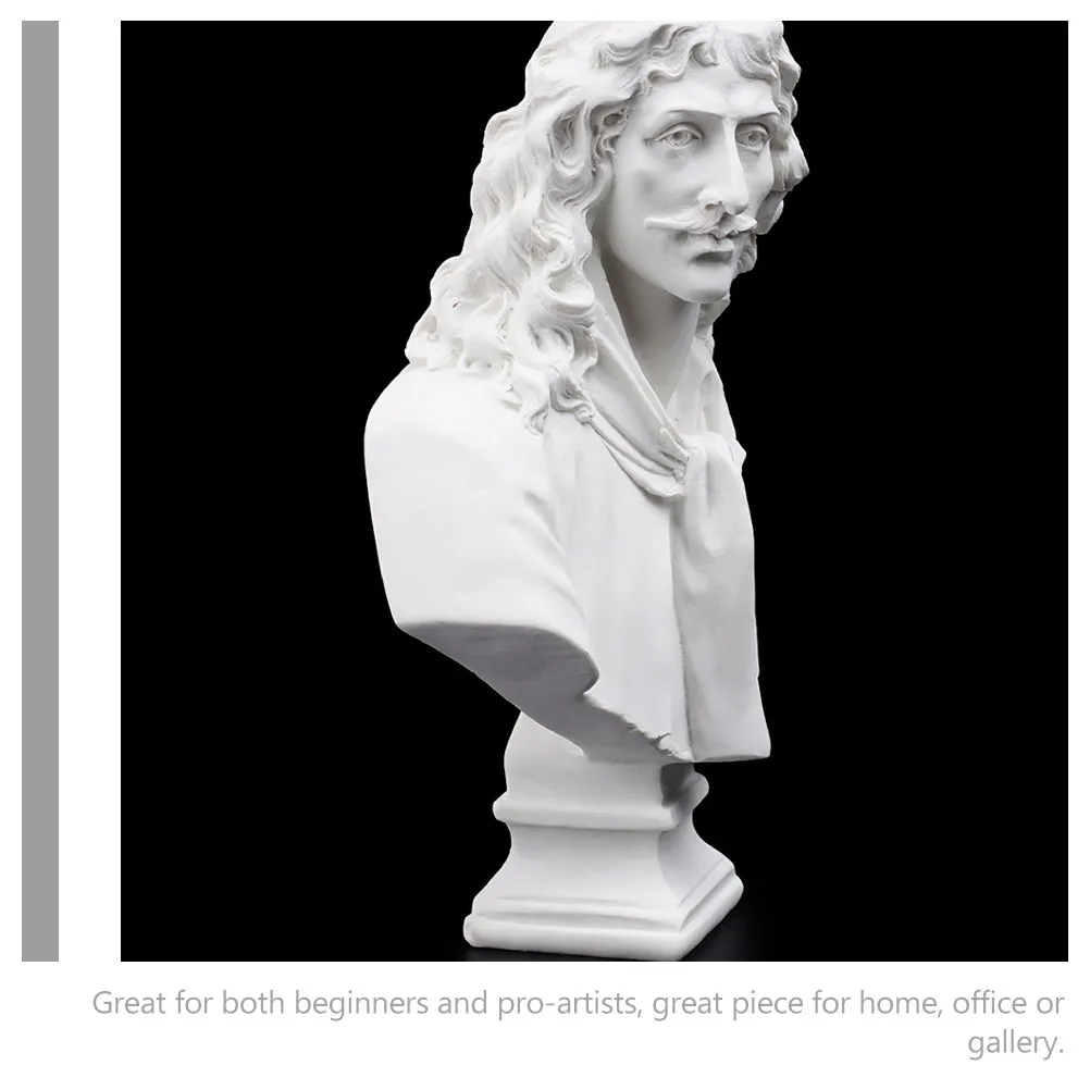 Artistic Resin Portrait Statue Smooth Finish Realistic Design Creative Craft Home Decor Office Shelf Display Resin Decoration
