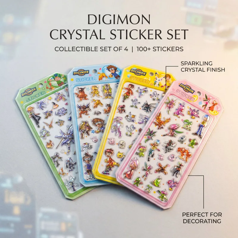 

40pcs Digimon 3d Crystal Solid Embossed Sticker Diy Phone Case Decoration Children'S Toy Hand Account Sticker Student Stationery