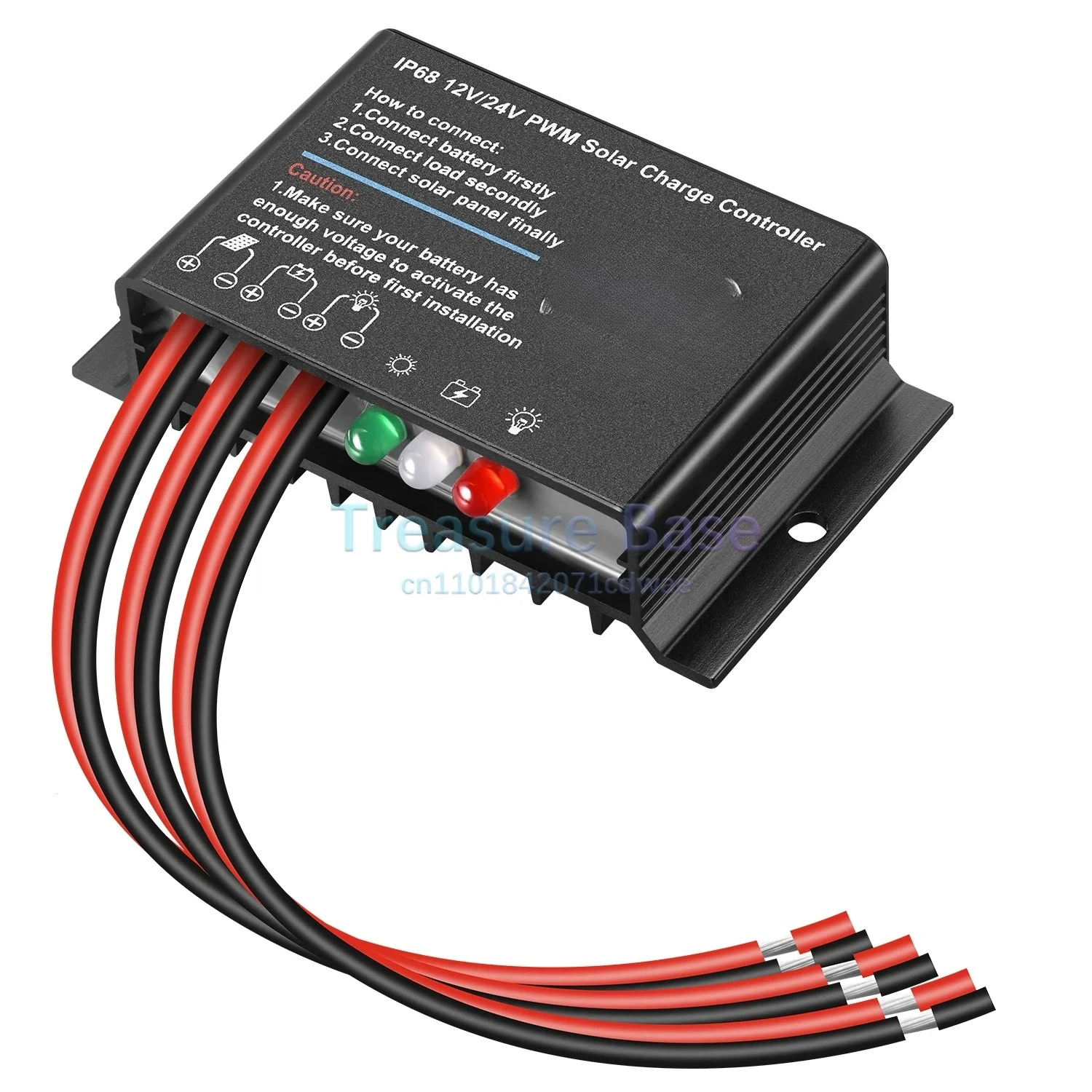 10A 20A 12V 24V Waterproof PWM Solar Charge Controller, IP68 Mini Solar Regulator With Cable