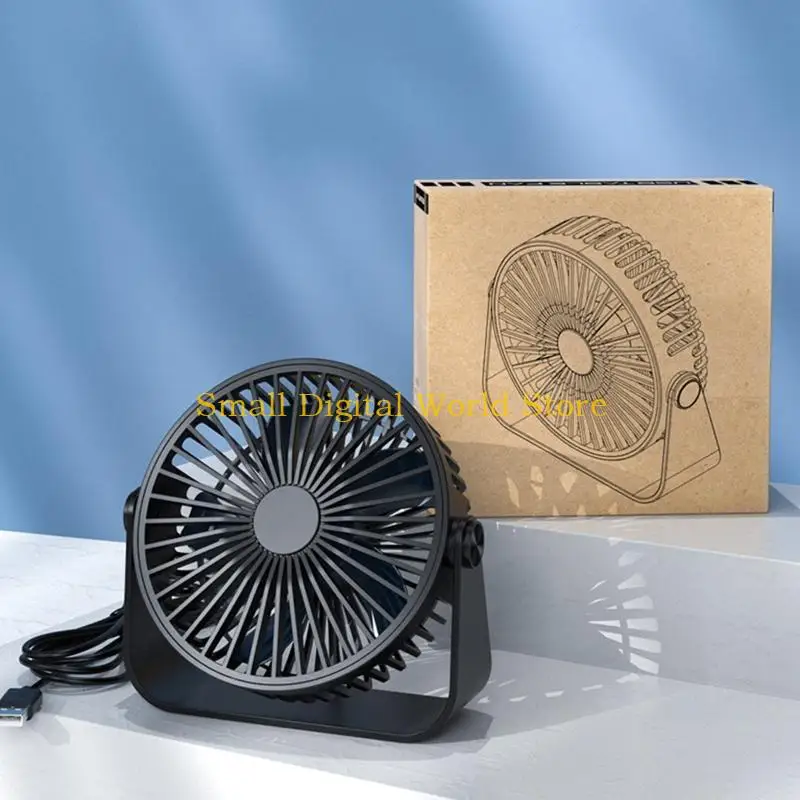 77UB 3 Speeds Desktop Table Cooling Fan Rotation Strong Wind Quiet USB Powered Fan