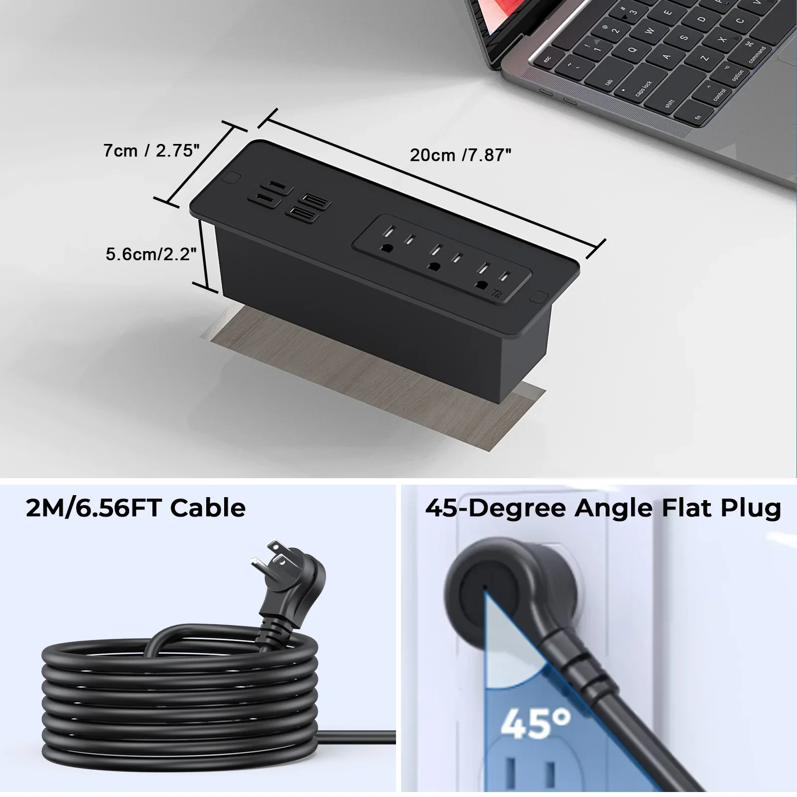 65W 4USB US Standard Office Furniture in Desk Recessed Power Strip Socket Outlet for Home Office Hotel with 3 Colors Sticker fac