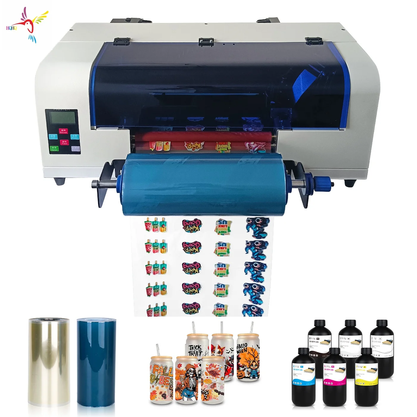 A3+ UV DTF Printer for Making Sticker on Bottles Wooden Glass Steel and Packing
