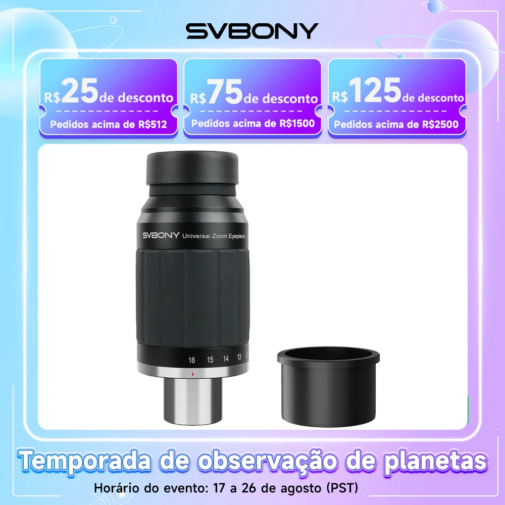 SVBONY Ocular Zoom 8-16mm para Telescópio Planetário