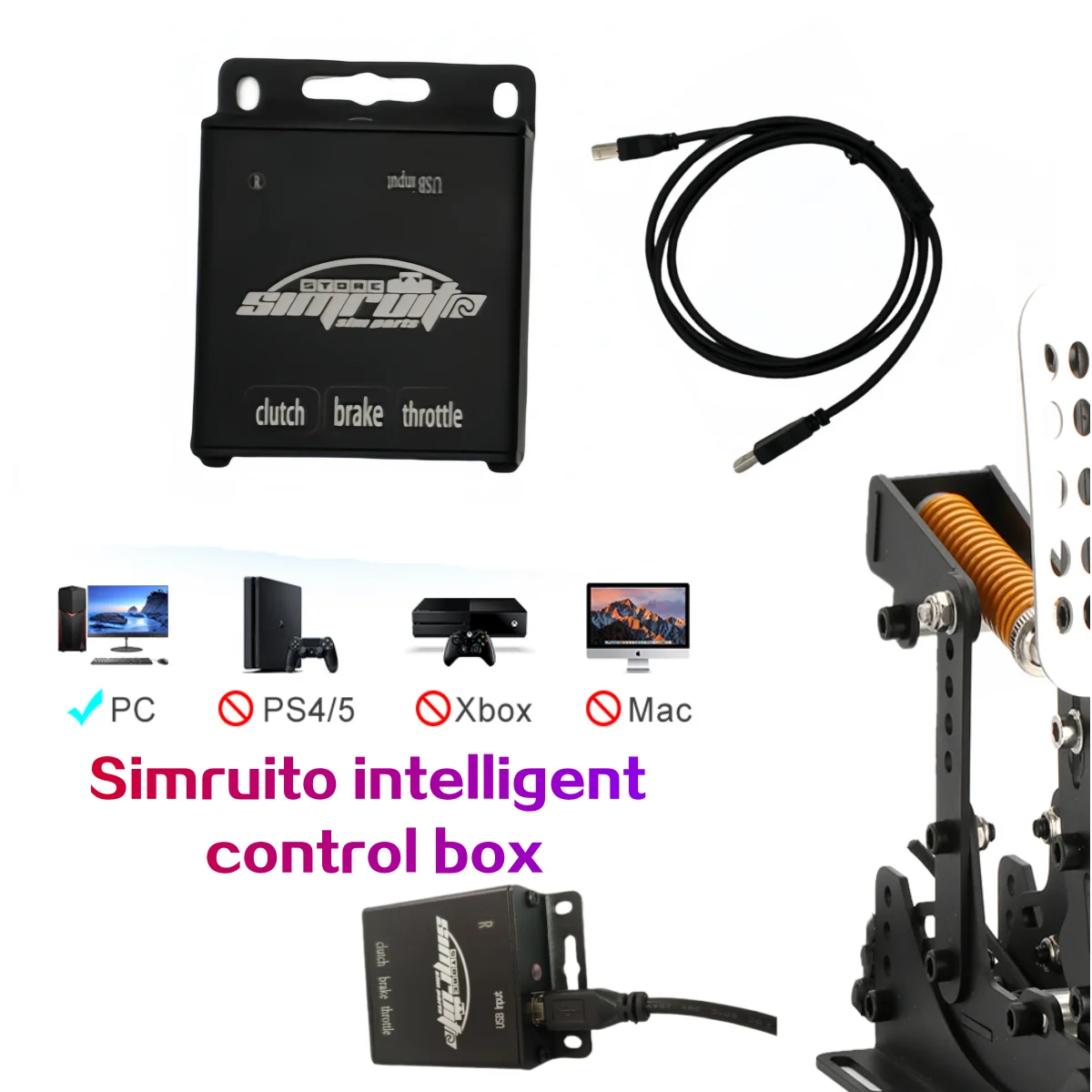 SimRuito Sim Racing Pedals Simulator Cockpit Metal material For PC 200KGLoad cell Driving Simulator ﻿