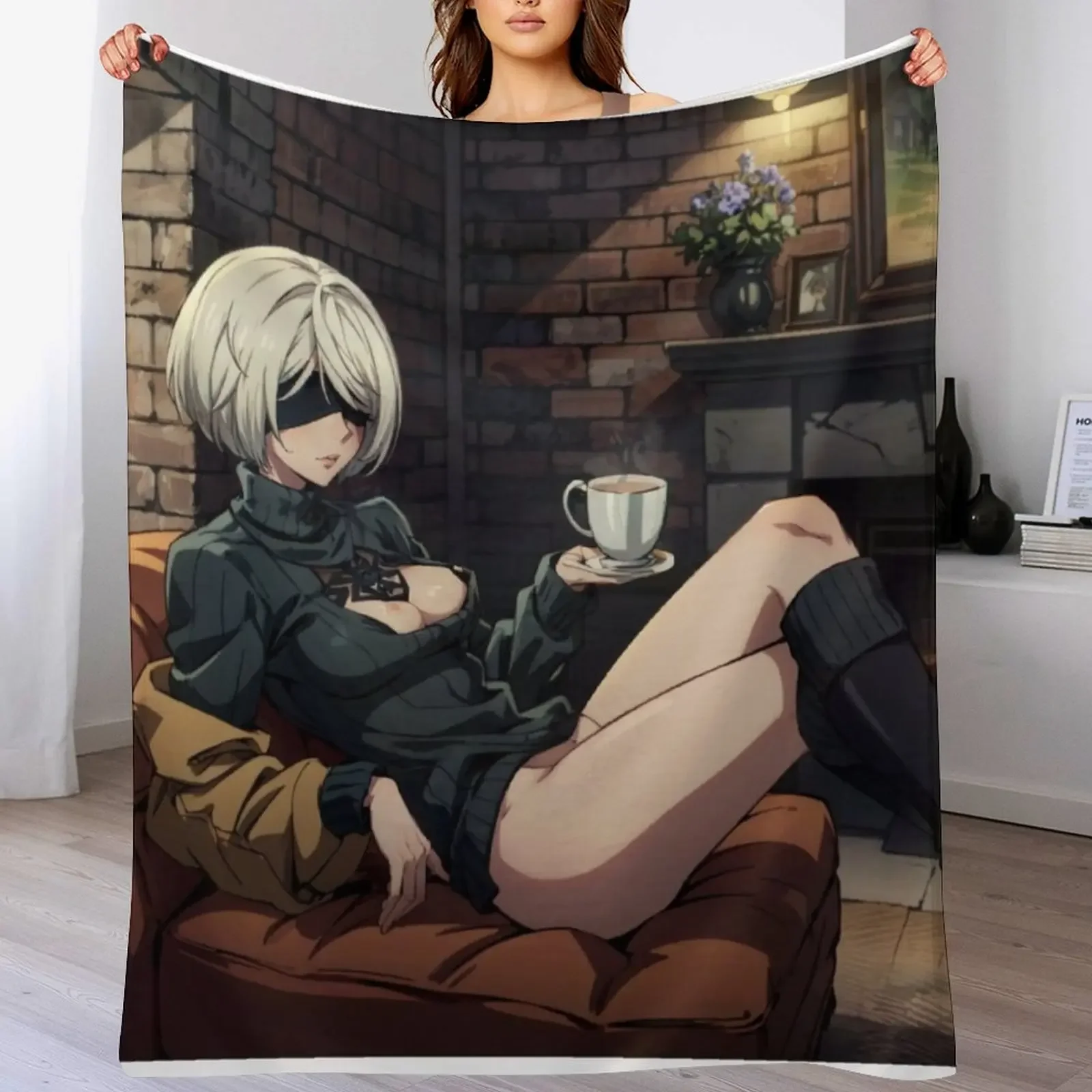 

2B Nier: Automata Throw Blanket Outdoor Soft Blanket for Picnic Beach Camping
