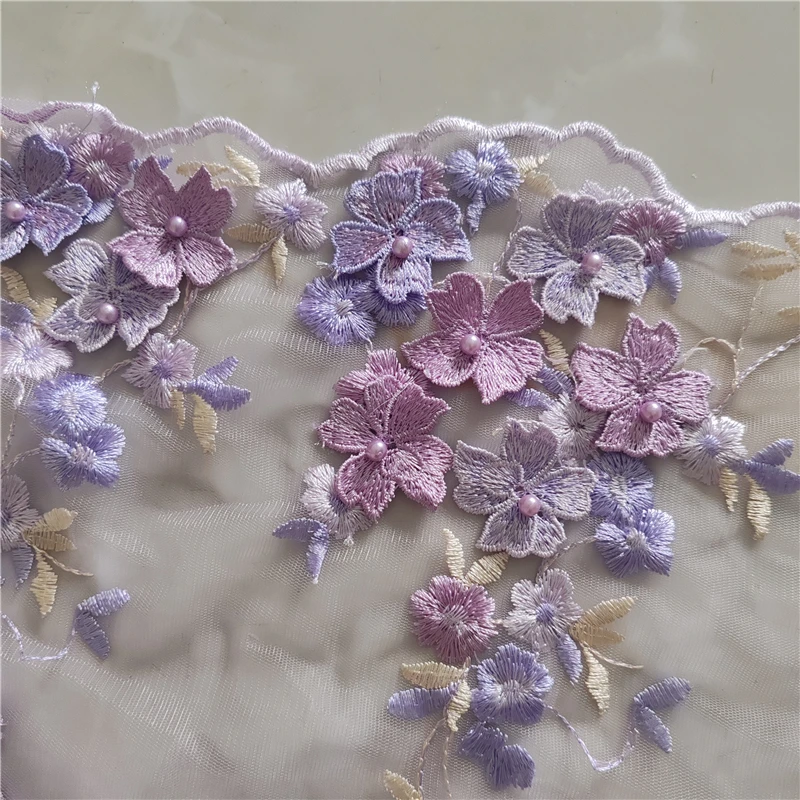 3D Floral Lilac Light Purple Mantilla Veil For Church Mass Catholic Gift Pearls Flowers Lavender D Shape Vintage Head Covering
