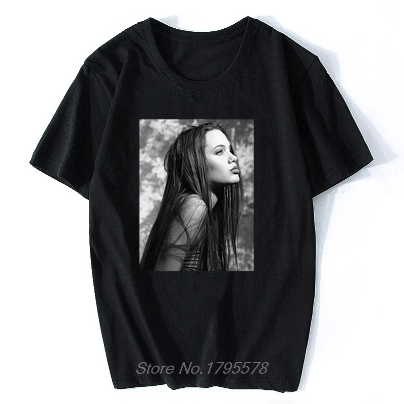 Vintage Angelina Jolie Beautiful Retro Fun Print Men's T-shirt New Summer Casual Fashion Harajuku Ladies Loose Tshirt Tees