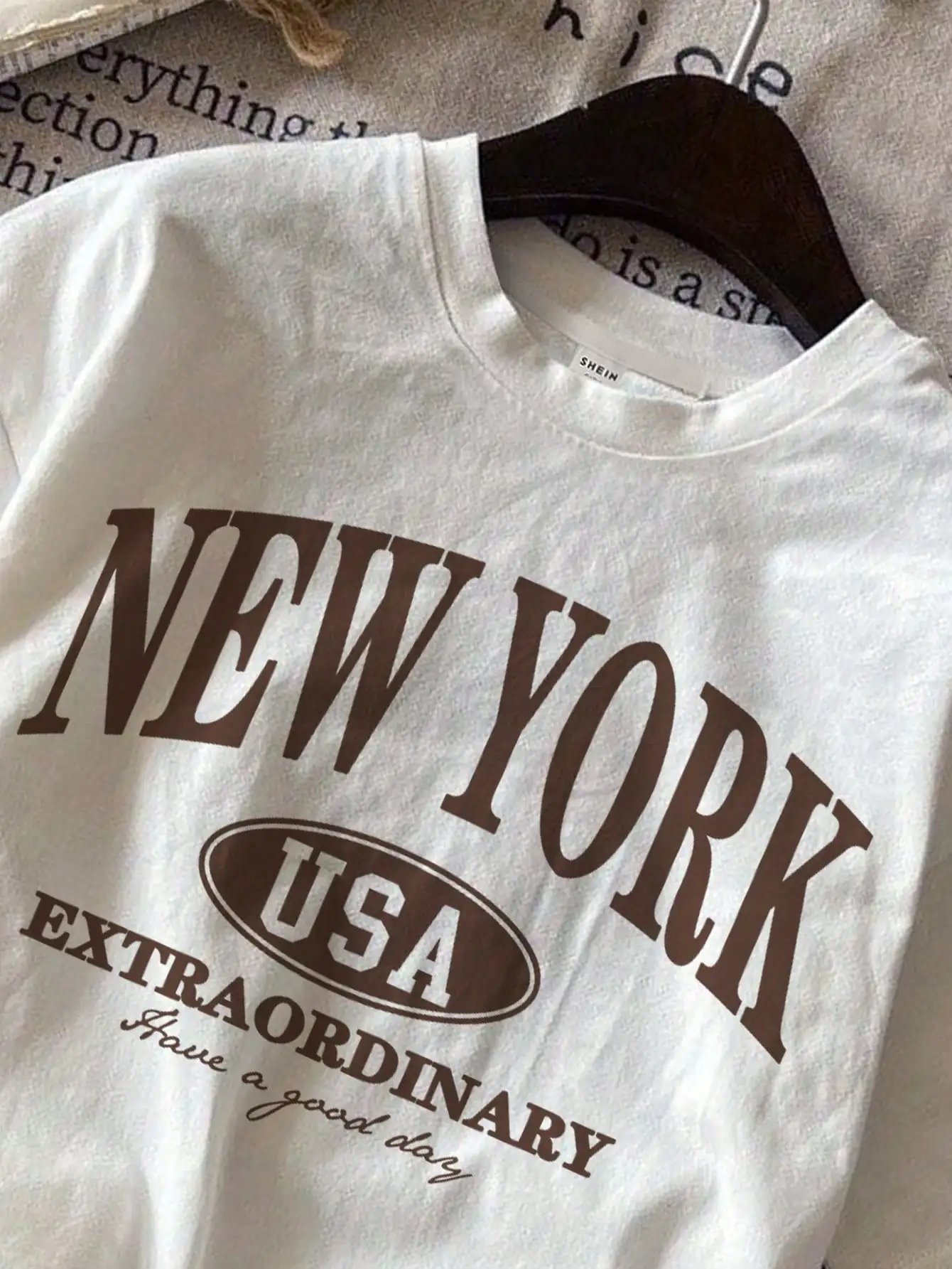 Kids Short Sleeved Handsome Simple Letter Print Short Sleeved Men and Women Can New New York Letter Fashion T-shirt