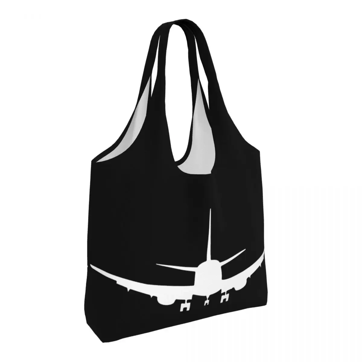 Cute Printed Awesome Airplane Tote Shopping Bag Washable Canvas Shopper Shoulder Aviation Plane Pilot Gift Bags Handbags