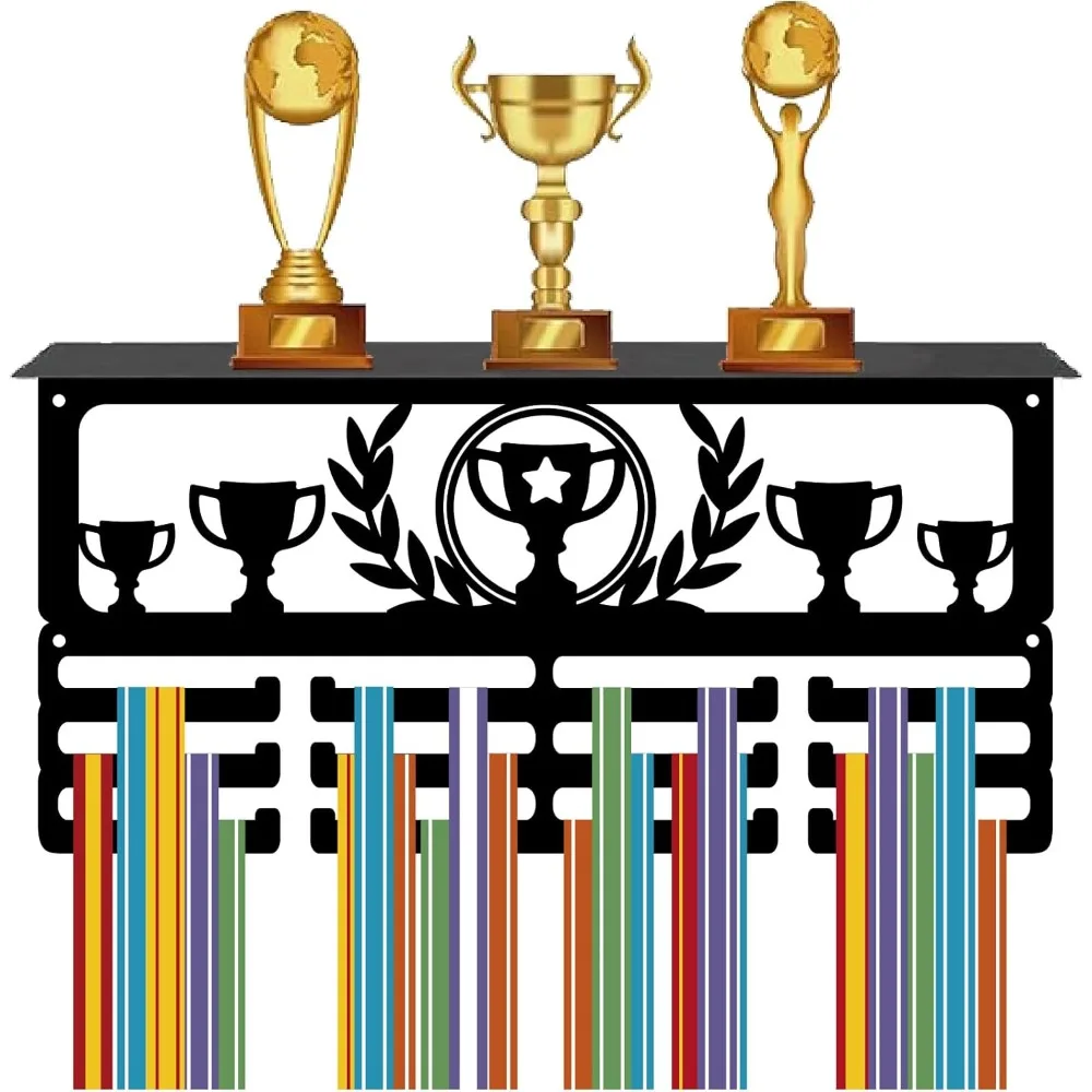 Iron Medal Holder Medals Display Hanger Rack with Hanger Hooks Medal Holder Frame Rectangle Trophy 100~200x400mm Hole: 5mm