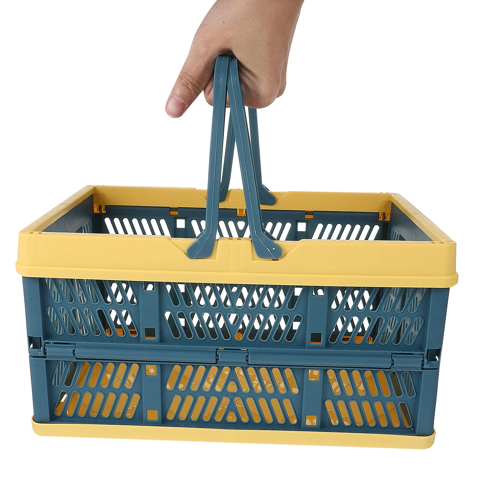 

2pcs Collapsible Storage Baskets Pink Foldable with Handle Organizer Plastic crates for Closet Bedroom Kitchen Garage
