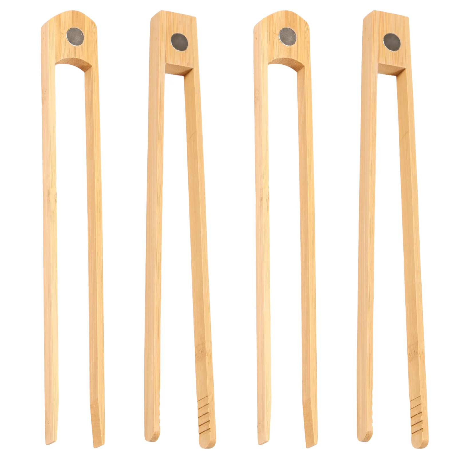 

Bamboo Toaster Tong Set Easy to Use Magnet Bamboo Toast Utensil Accessories Sturdy Toaster Cooking Tongs Kit for Bread Bacon