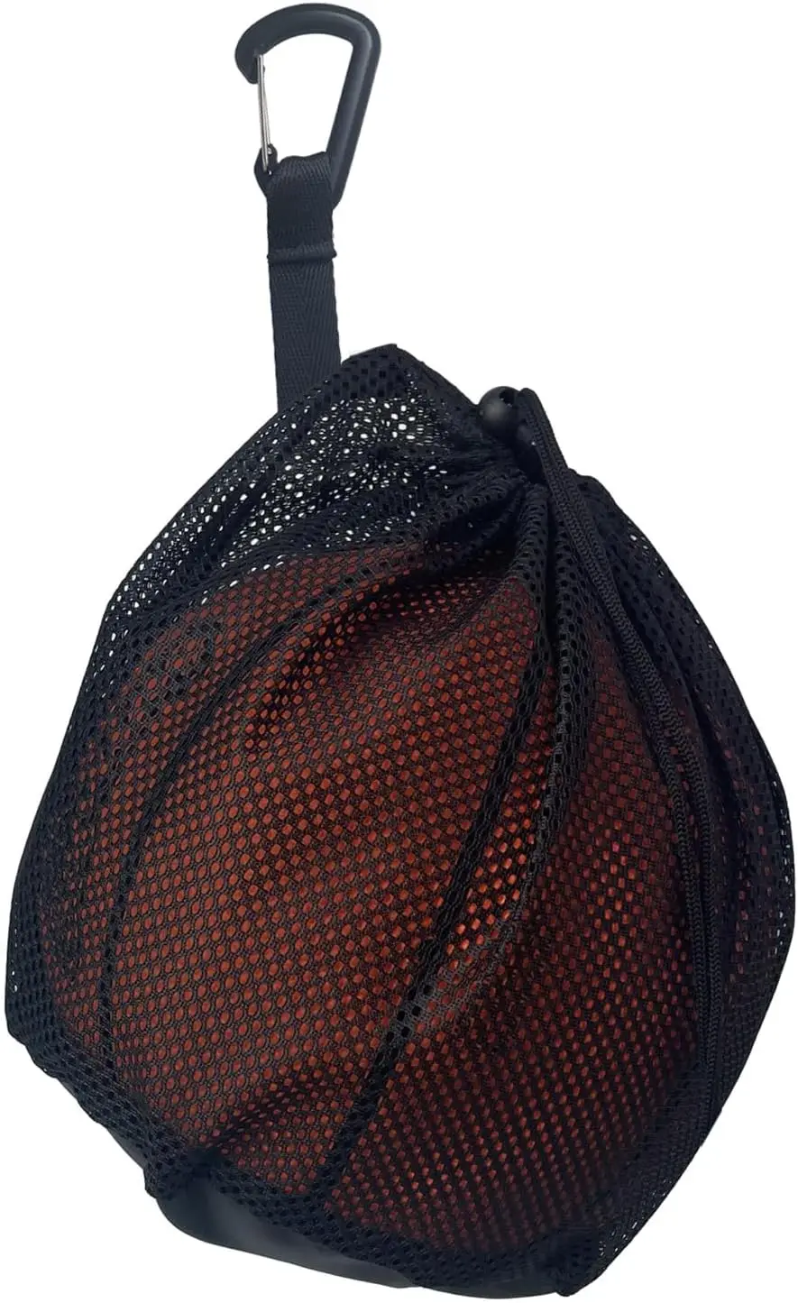 

Mesh Ball Bag with Zipper Pocket, Drawstring Sling Backpack for Basketball, Volleyball, Soccer