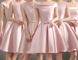 Bridesmaid dress for wedding party Sleeveless Knee Length Stain SImple Short Bride maid dress Cocktail Dress Maid of honor Dress