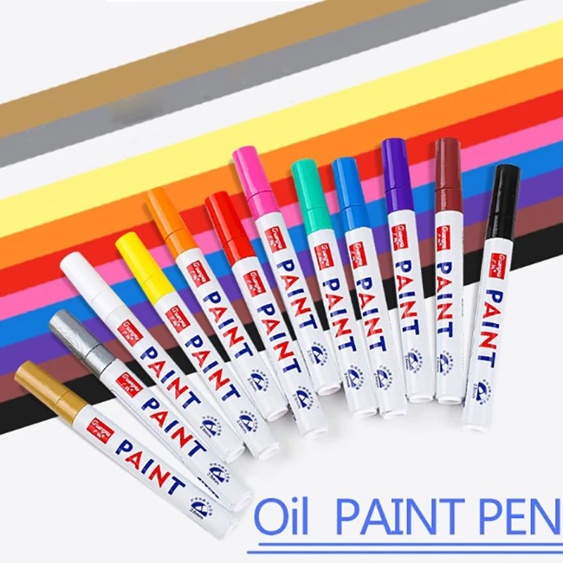 1Pc Colorful Waterproof Cars Wheel Tire Oily Mark Pen Auto Rubber Tyre Paint Pen Car Paint Marker Graffiti Touch Up