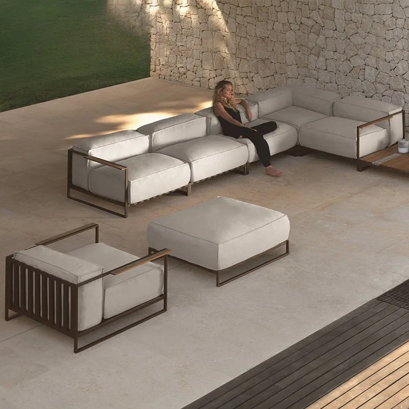 Outdoor light luxury sofa courtyard villa B & B outdoor furniture living room balcony terrace chair pedal coffee table combinati