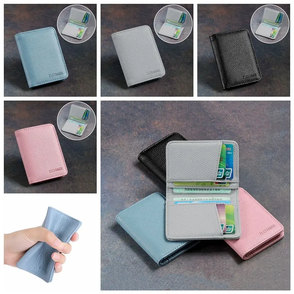 

Ultrathin Leather Card Holder Portable Square Card Holder Card Bag Money Clip Pu Coin Purse Bank Card Storage Bag