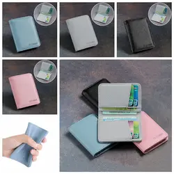 Tarjetero de cuero ultrafino, bolsa cuadrada portátil para tarjetas, monedero de Pu, bolsa de almacenamiento para tarjetas bancarias
