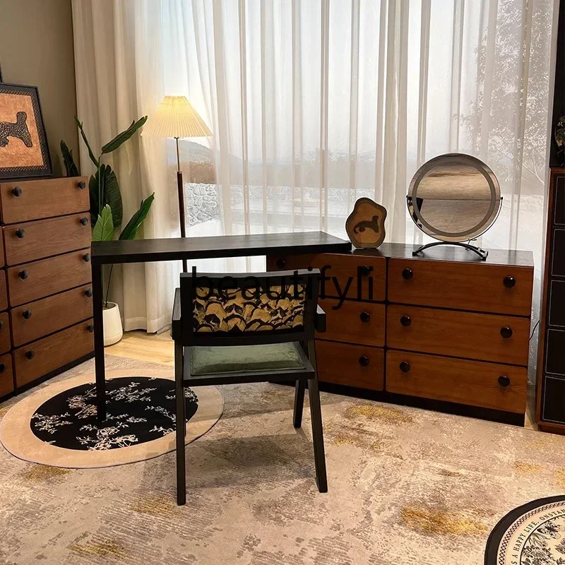 

ss K178 ss25 French medieval dresser solid wood chest integrated retro retractable corner makeup table new