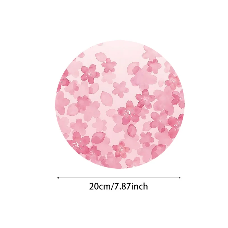 Pink Sakura Design Round Mouse Pad Anti-Slip Rubber Base Portable Office Desk Pads Computer Notebook PC Accessories