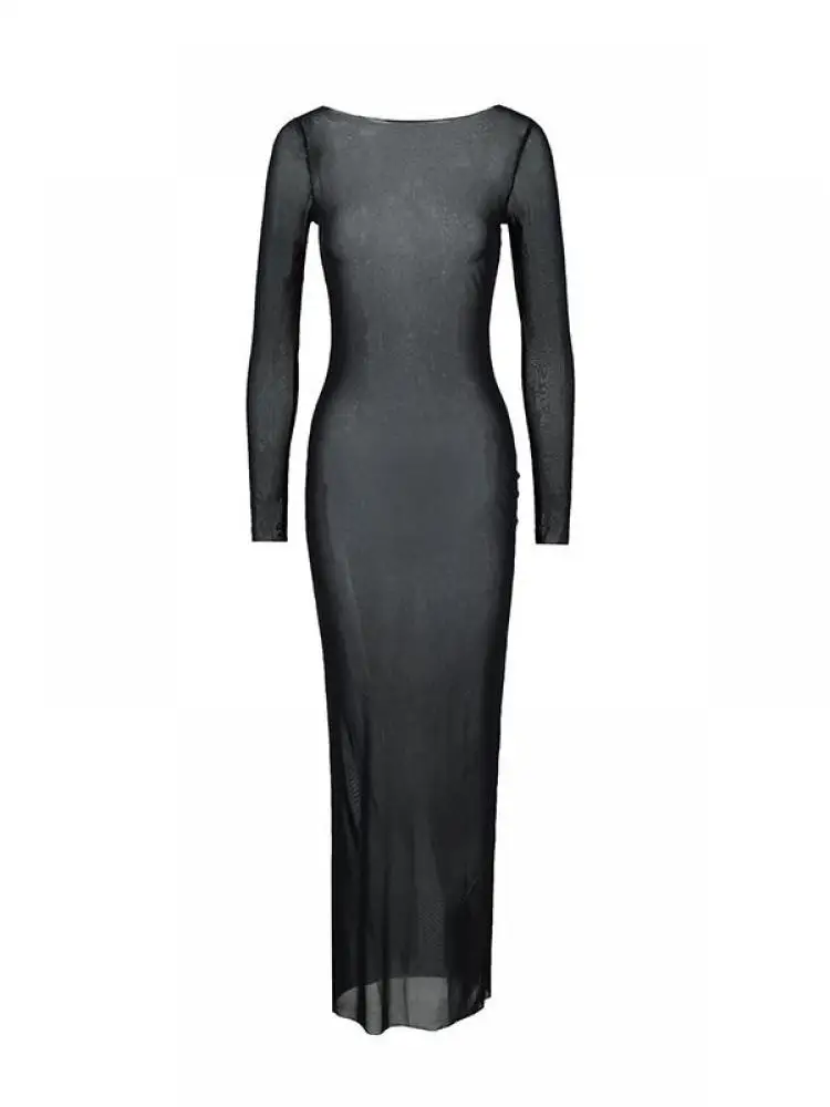 Moda coreana 2025 donna maglia nera elegante abito grembiule da spiaggia sottile primavera estate bianco abito da vacanza a maniche lunghe tendenza popolare